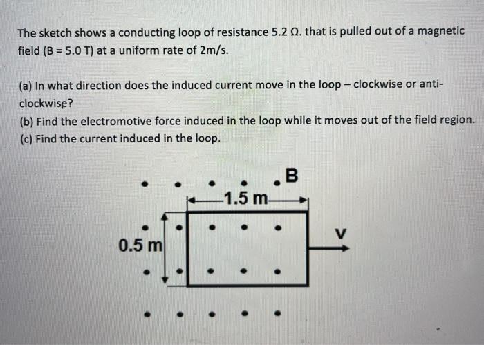 Solved The sketch shows a conducting loop of resistance 5.2 | Chegg.com