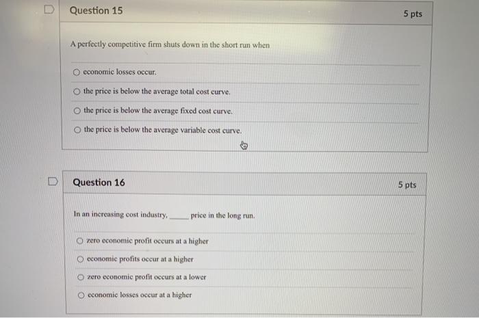 Solved Question 1 5 pts G E If a firm produces at a point | Chegg.com