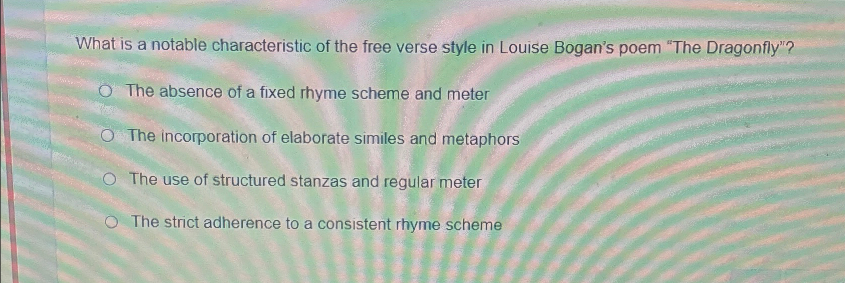 Solved What is a notable characteristic of the free verse | Chegg.com