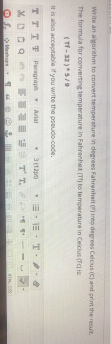 just a few things..: basic algorithm scripting:... Solved Write an algorithm to convert temperature in degrees | Chegg.com