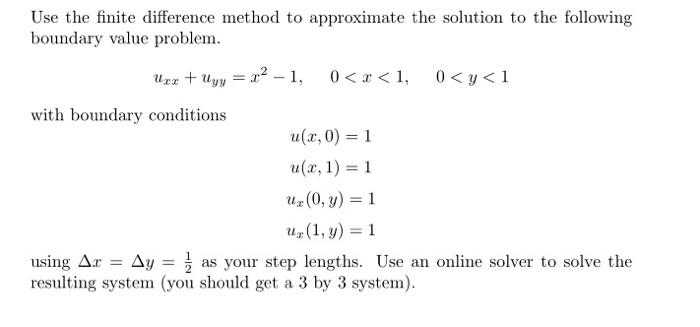 Solved Use the finite difference method to set up the | Chegg.com