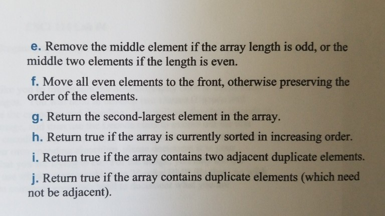 Solved E7.10 Write array methods that carry out the | Chegg.com