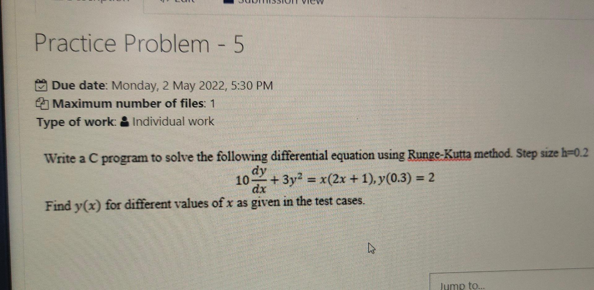Solved Write a C program to solve the following differential | Chegg.com