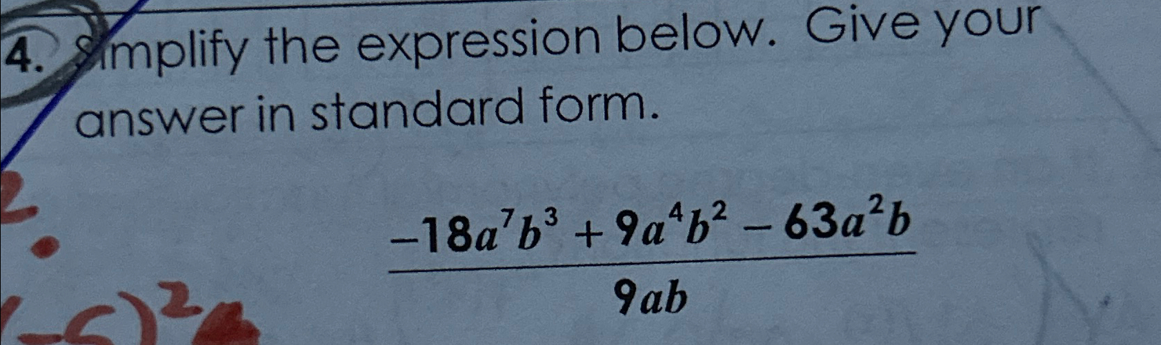Solved S/mplify the expression below. Give your answer in | Chegg.com