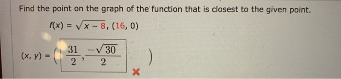Solved Find the point on the graph of the function that is | Chegg.com