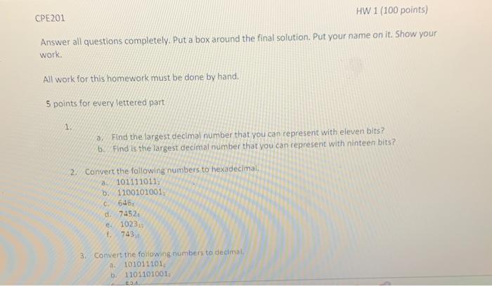 Solved Answer all questions completely. Put a box around the | Chegg.com