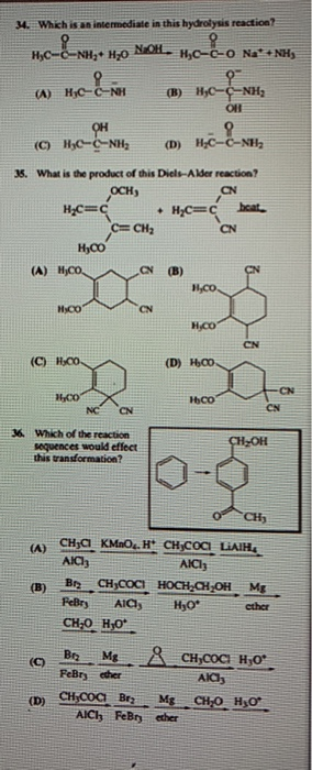 Solved 34 Which Is An Intermediate In This Hydrolysis Re Chegg Com