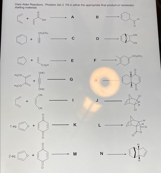 Solved Diels Alder Reactions Problem Set 2 Fill In Either 0497