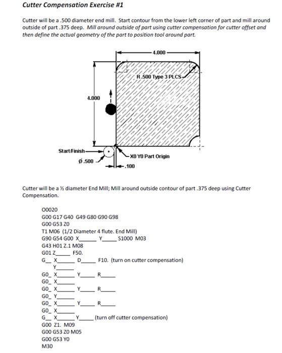 Solved Cutter Compensation Exercise \1 Cutter will be a .