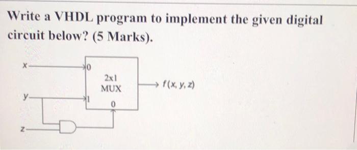 Solved Write a VHDL program to implement the given digital | Chegg.com