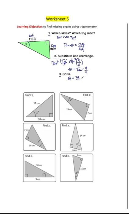 homework 5 trigonometry finding sides and angles