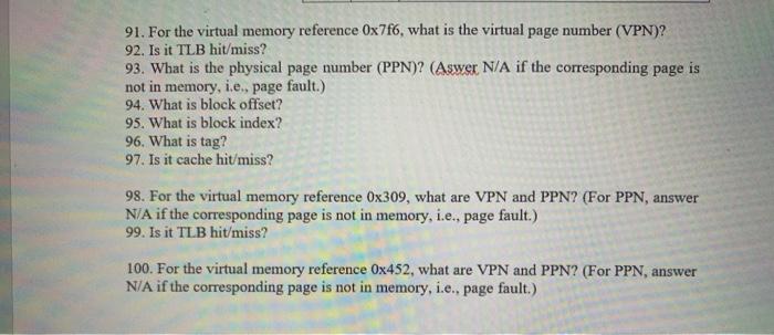Solved (91-100) Consider a virtual memory system with the | Chegg.com