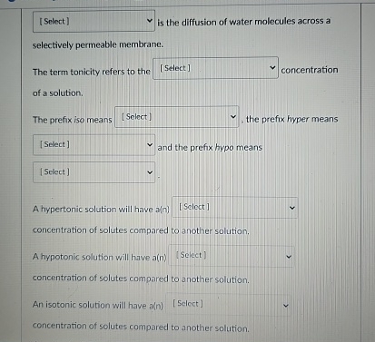 Solved is the diffusion of water molecules across | Chegg.com