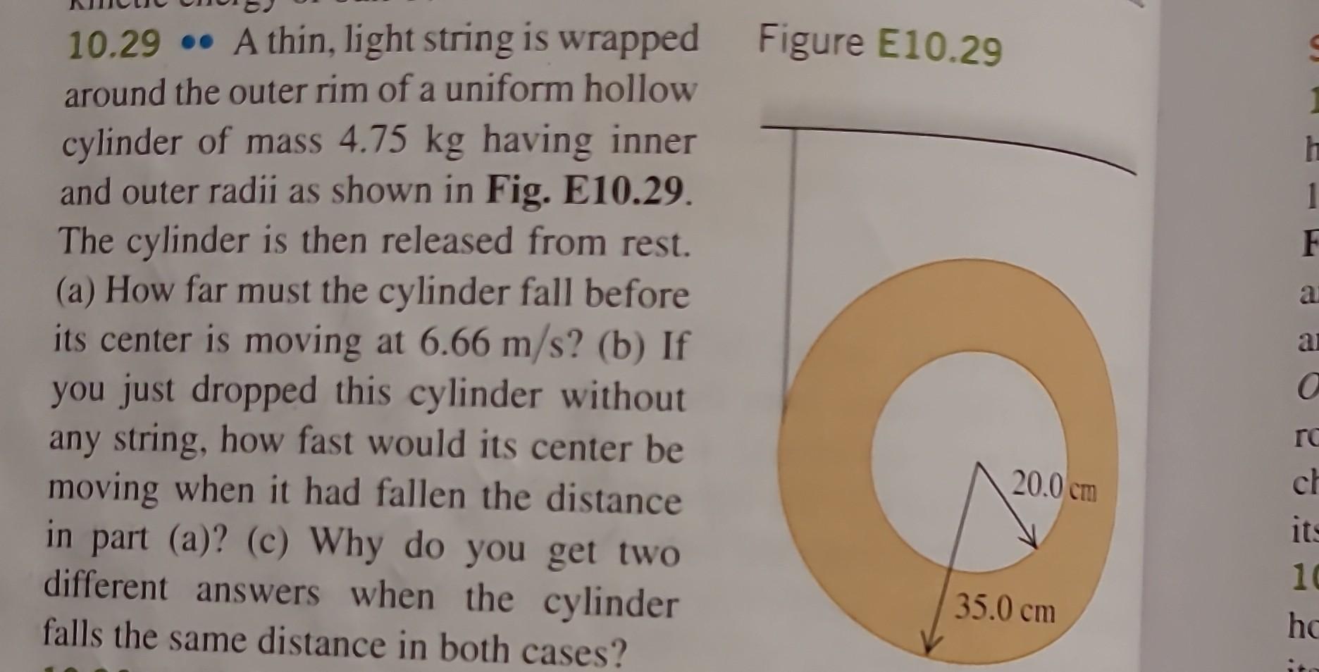 Solved 10.29⋯ A Thin, Light String Is Wrapped Around The | Chegg.com