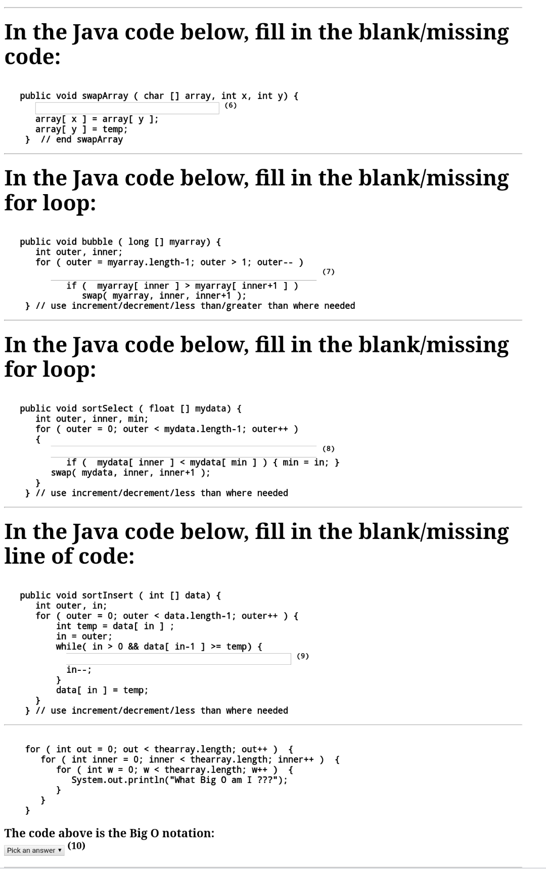Solved In the Java code below, fill in the blank/missing | Chegg.com