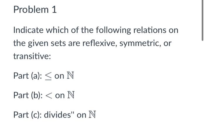 Solved Indicate which of the following relations on the | Chegg.com