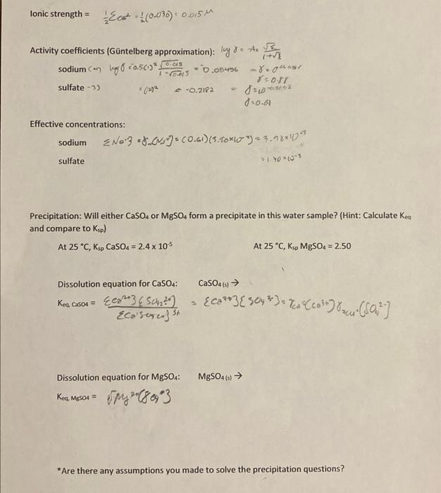 Solved Ionic strength =21Cos2=21(0.030)=0.015μ Activity | Chegg.com