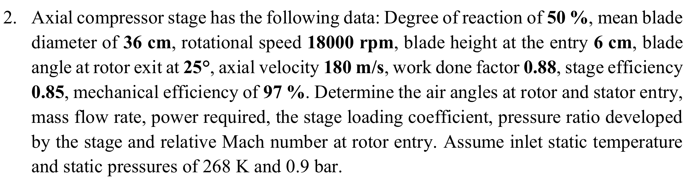 Solved Axial compressor stage has the following data: Degree | Chegg.com