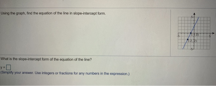 Solved Using the graph, find the equation of the line in | Chegg.com