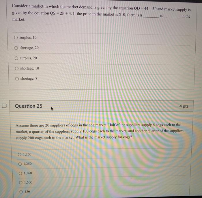 Solved Consider a market in which the market demand is given | Chegg.com
