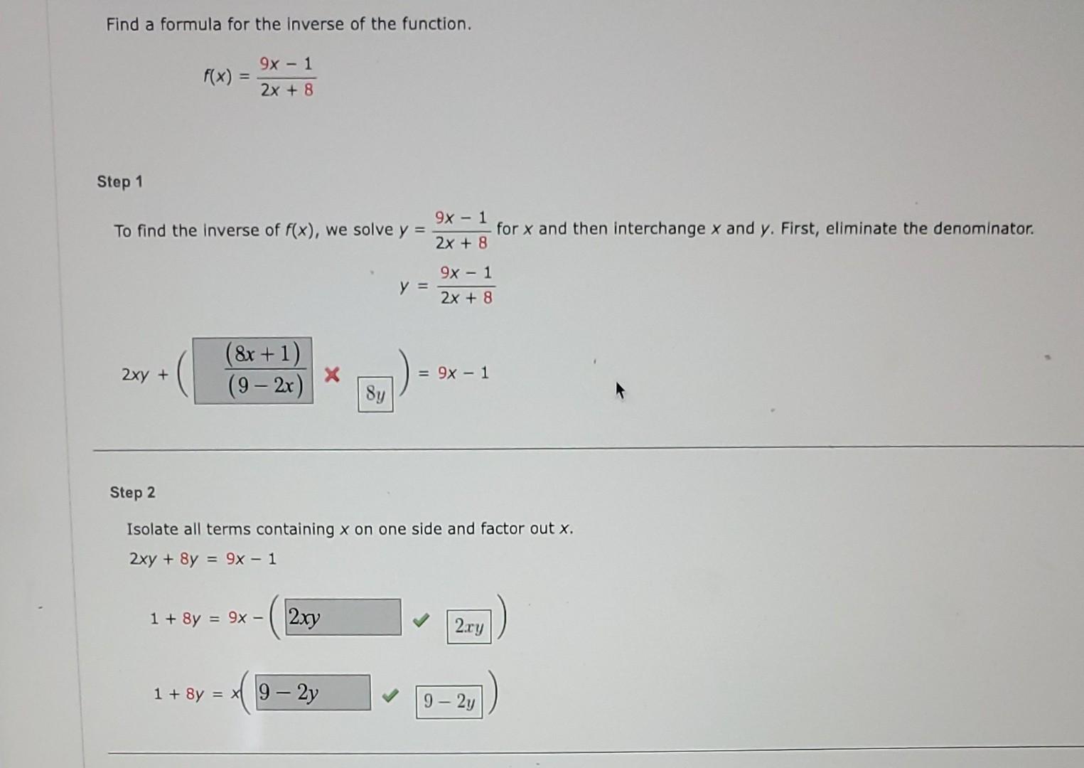 Solved Find A Formula For The Inverse Of The Function Chegg