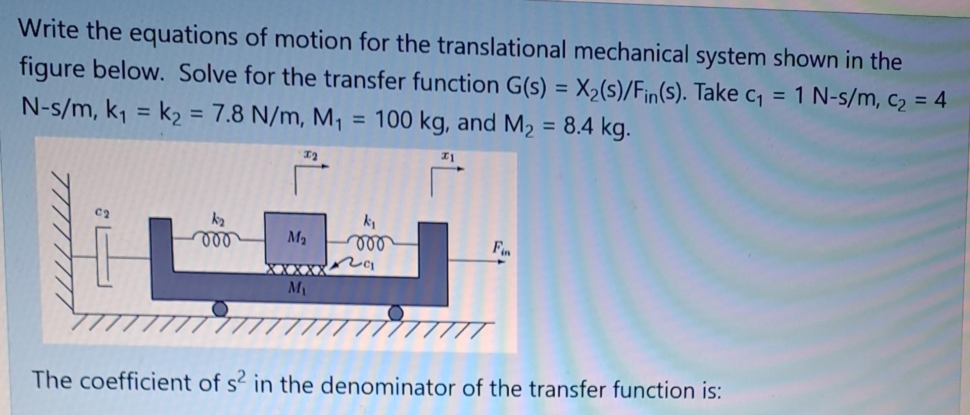 Solved Write the equations of motion for the translational