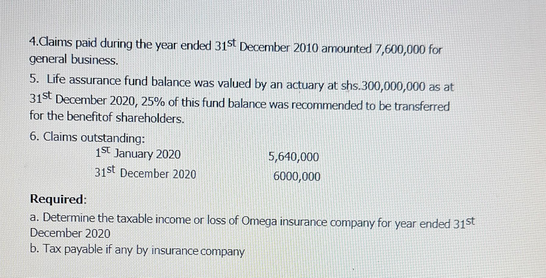 Solved Omega insurance company is a resident insurance Chegg