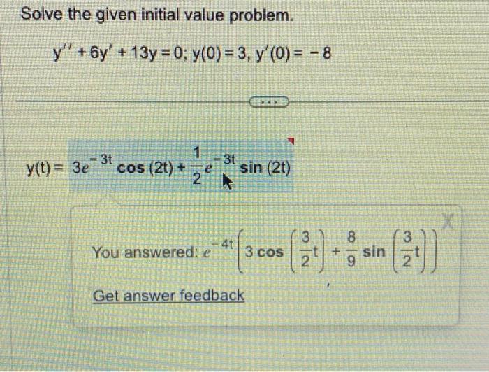 Solved Solve the given initial value problem. | Chegg.com