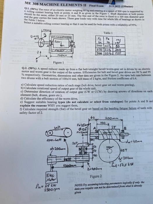 Solved ME 308 MACHINE ELEMENTS II Final Exam 31.5.2022 | Chegg.com