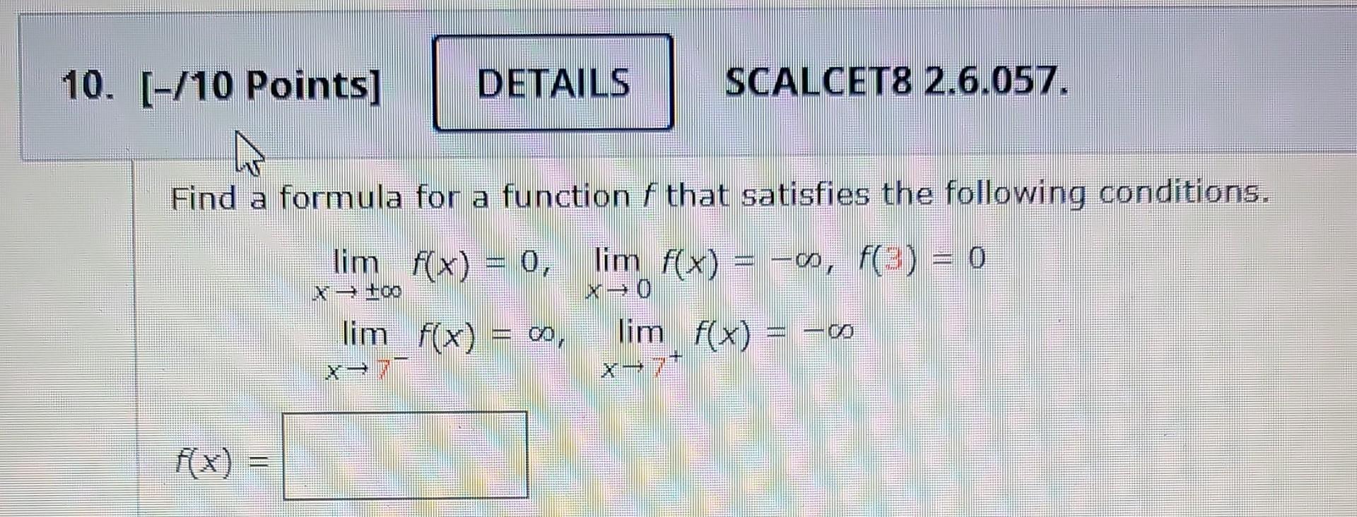 Solved Find a formula for a function f that satisfies the | Chegg.com