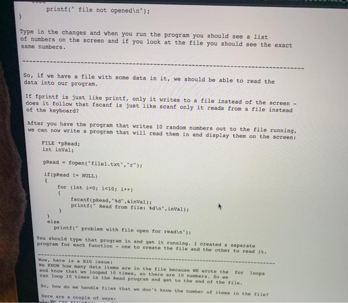 Solved COSC1320 - Week 14 Assignment - File Access Using the | Chegg.com