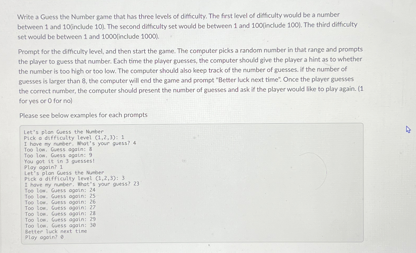 Solved This Is A C Program Write A Guess The Number Game 2145