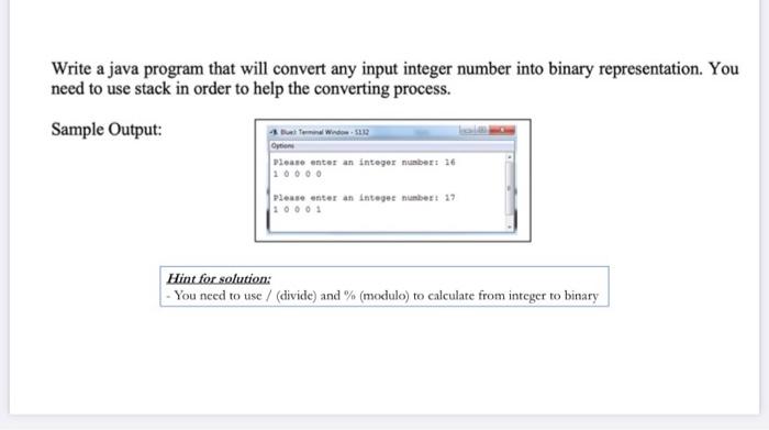 Solved Write a java program that will convert any input | Chegg.com