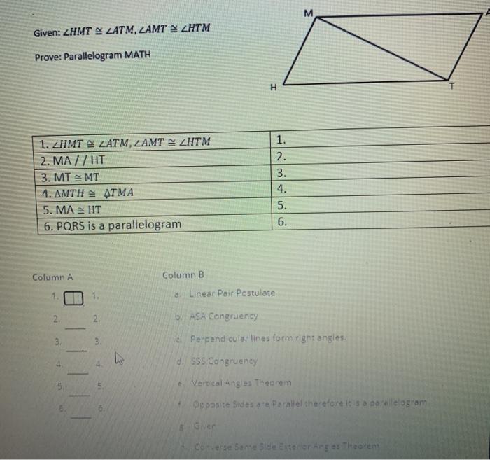 Solved м. Given: ZHMT & LATM, ZAMT X ZHTM Prove: | Chegg.com
