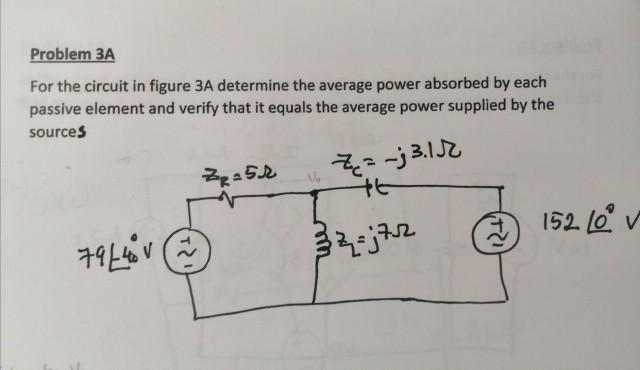Solved Problem 3A For the circuit in figure 3A determine the | Chegg.com