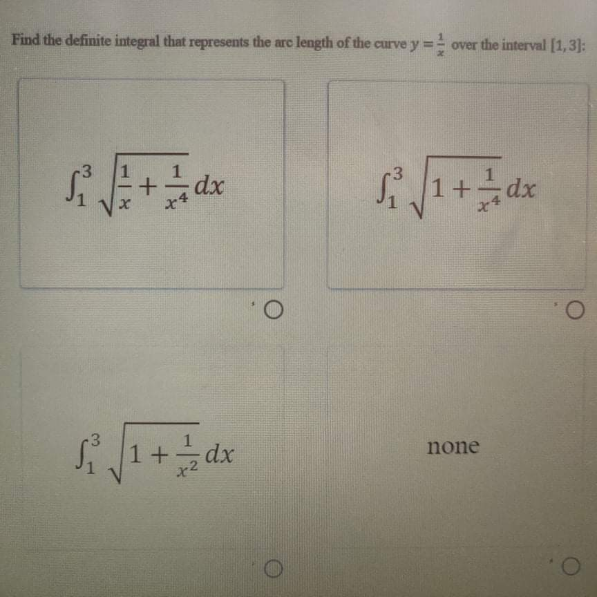 Solved Find the definite integral that represents the arc | Chegg.com