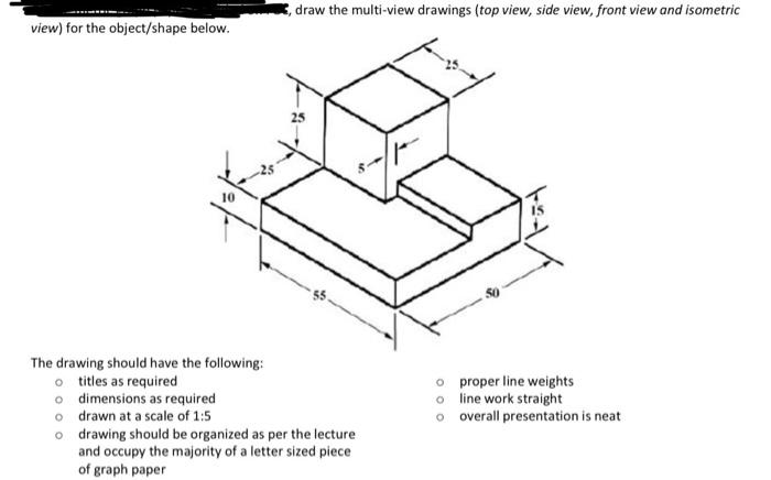 Solved can someone please help me draw the multiview drawing | Chegg.com