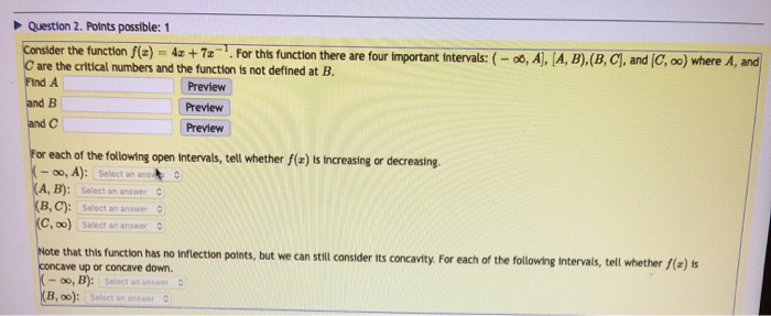 Solved Question 2. Points possible: 1 Consider the function | Chegg.com