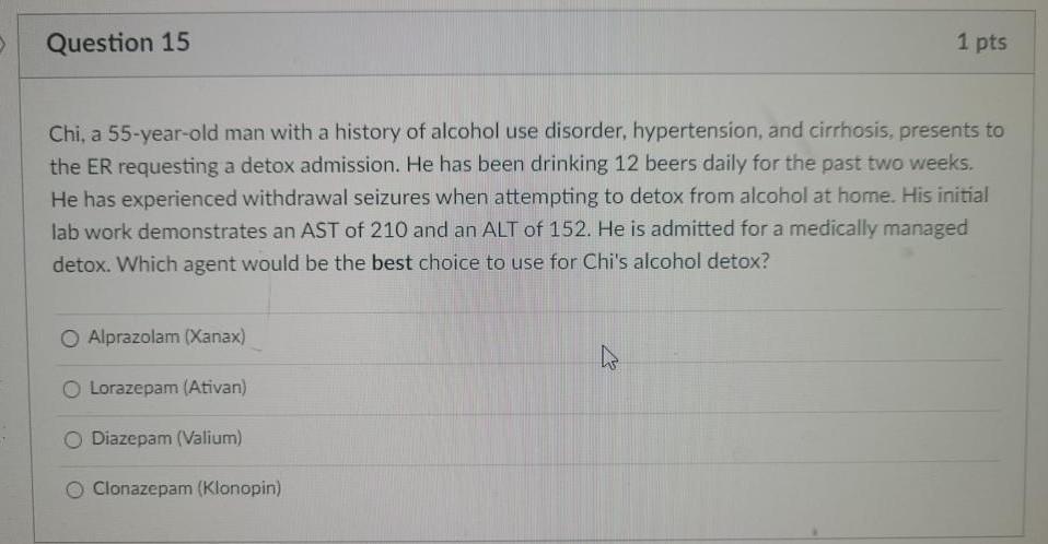Solved Chi, a 55-year-old man with a history of alcohol use | Chegg.com