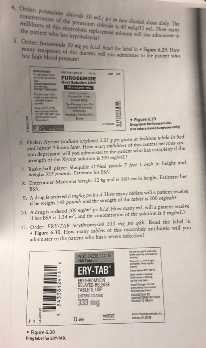 Solved 4 Order Potassium Chloride 80 Meq Po In Two Divided