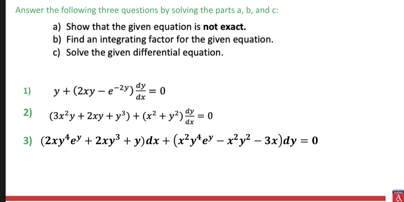 Answer the following three questions by solving the | Chegg.com