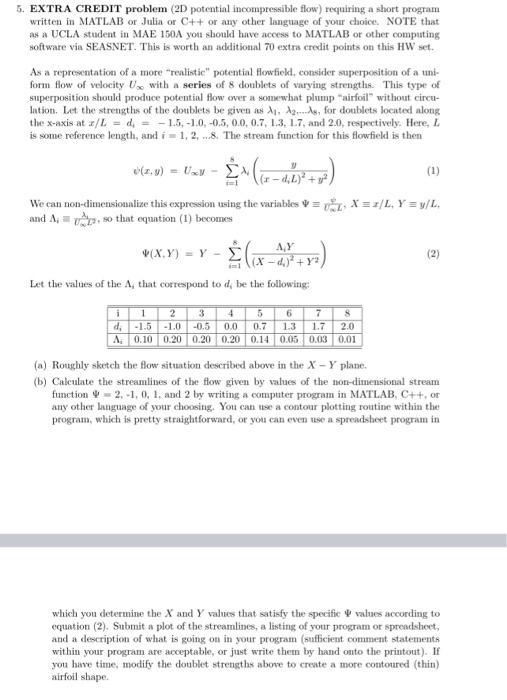 5. EXTRA CREDIT problem (2D potential incompressible