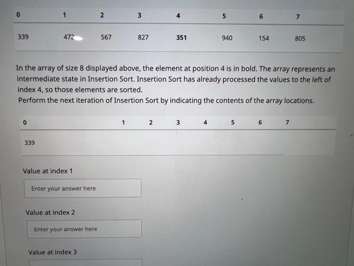 Solved In the array of size 8 displayed above, the element | Chegg.com