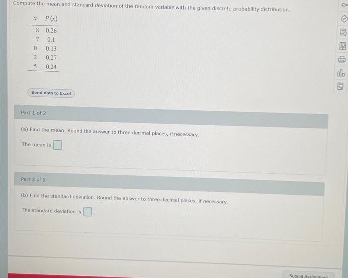 Solved Compute the mean and standard deviation of the random | Chegg.com