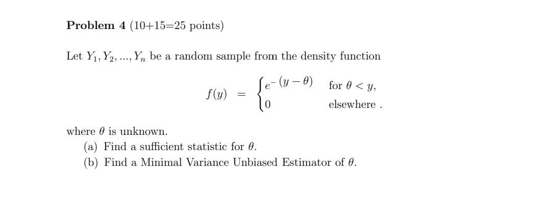 Solved Problem 4(10+15=25 Points ) Let Y1,y2,…,yn Be A 