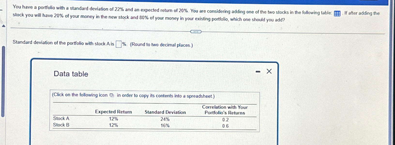 Solved Calculate the standard deviation for both stock A and | Chegg.com
