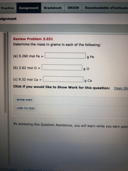 Solved Practice Assignment Gradebook ORION Downloadable | Chegg.com