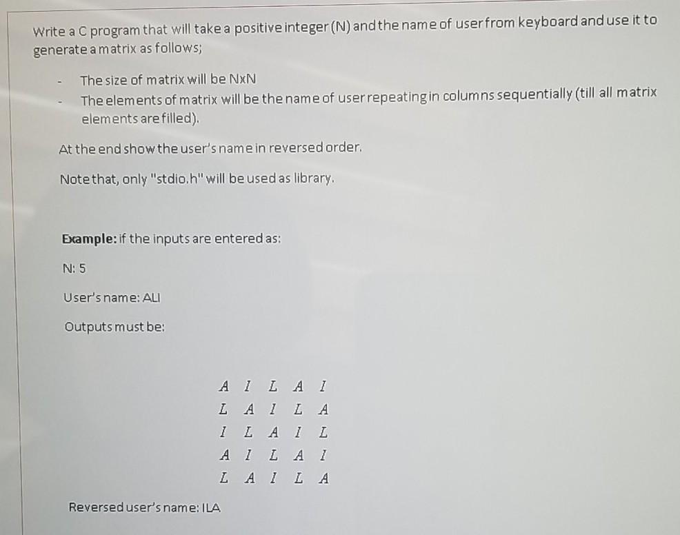 Solved Write a C program that will take a positive integer | Chegg.com