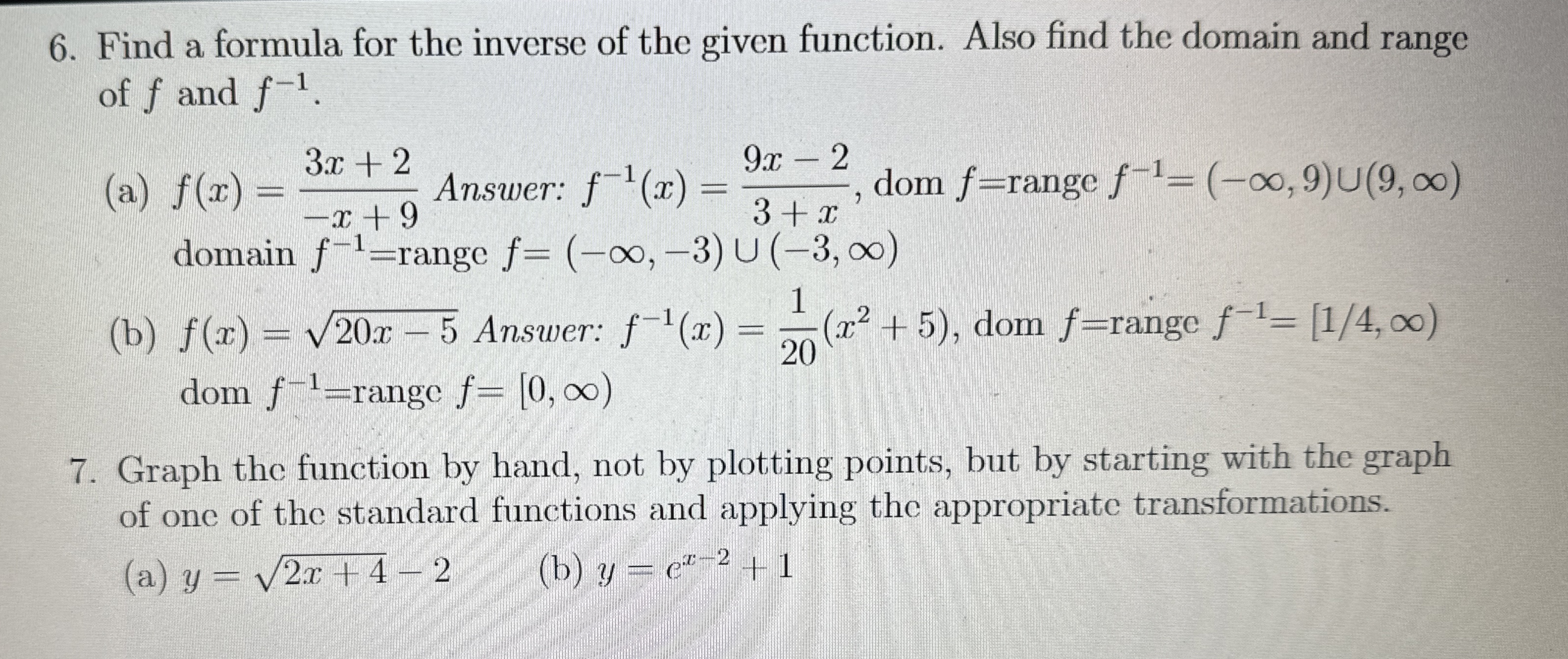 find-a-formula-for-the-inverse-of-the-given-function-chegg