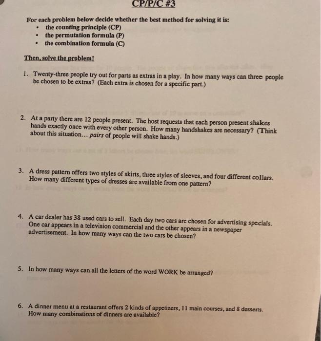 Solved Cp Pic 3 For Each Problem Below Decide Whether The Chegg Com